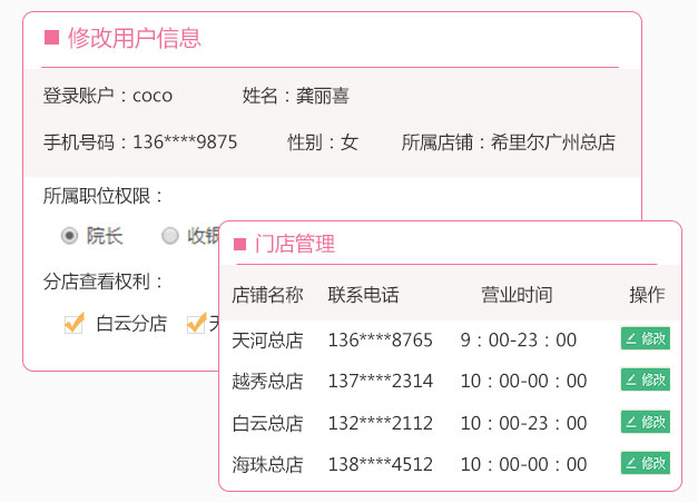 美容院管理系统-连锁管理