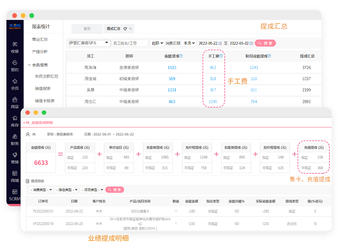 美容院管理系统-业绩提成