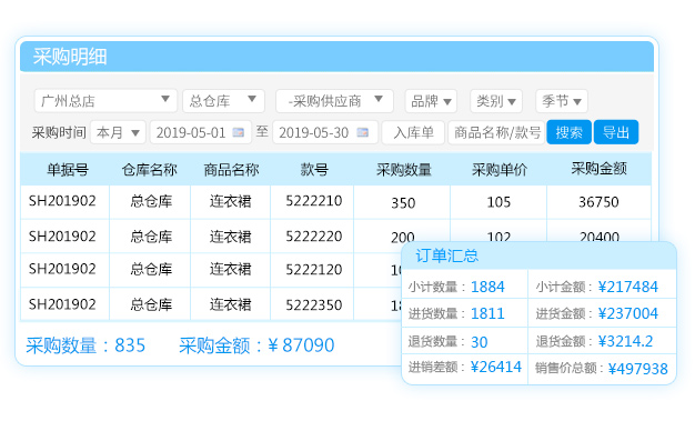 采购记账界面图