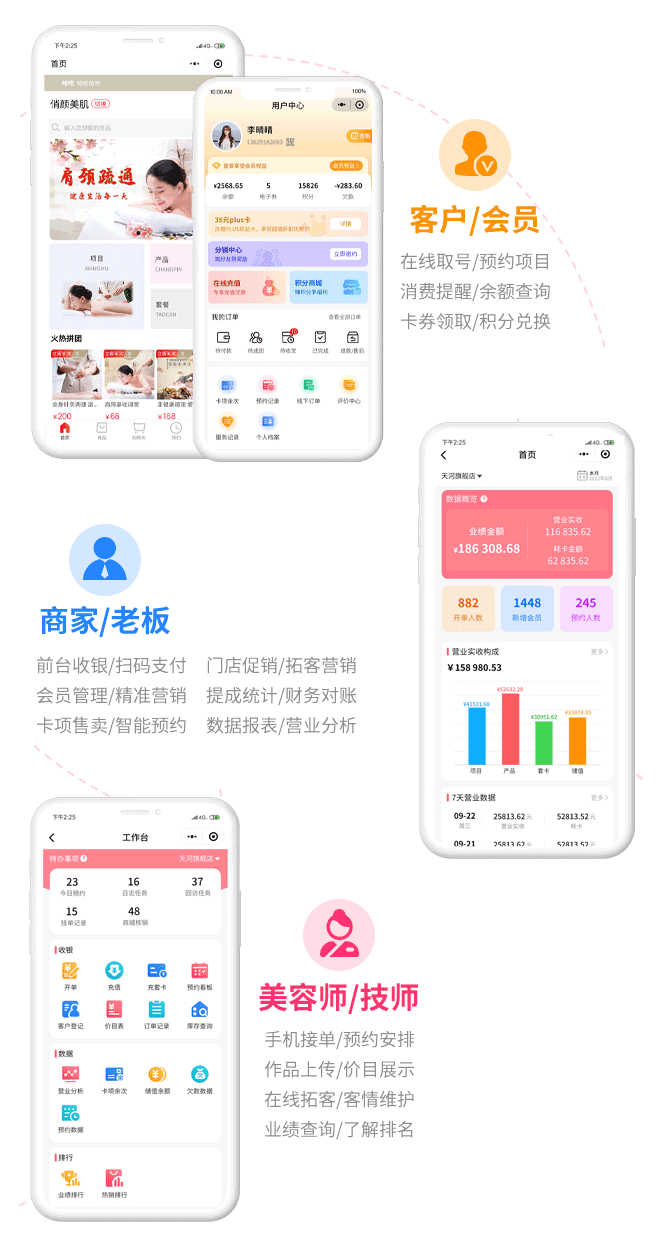 线上线下全打通，商家、员工、客户全链接，一套系统全搞定