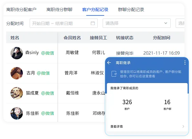离职继承功能展示图