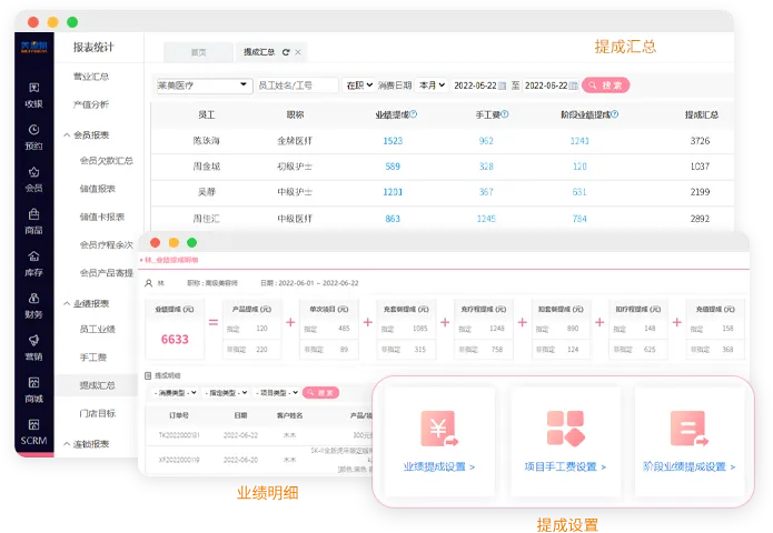 医护提成功能展示图